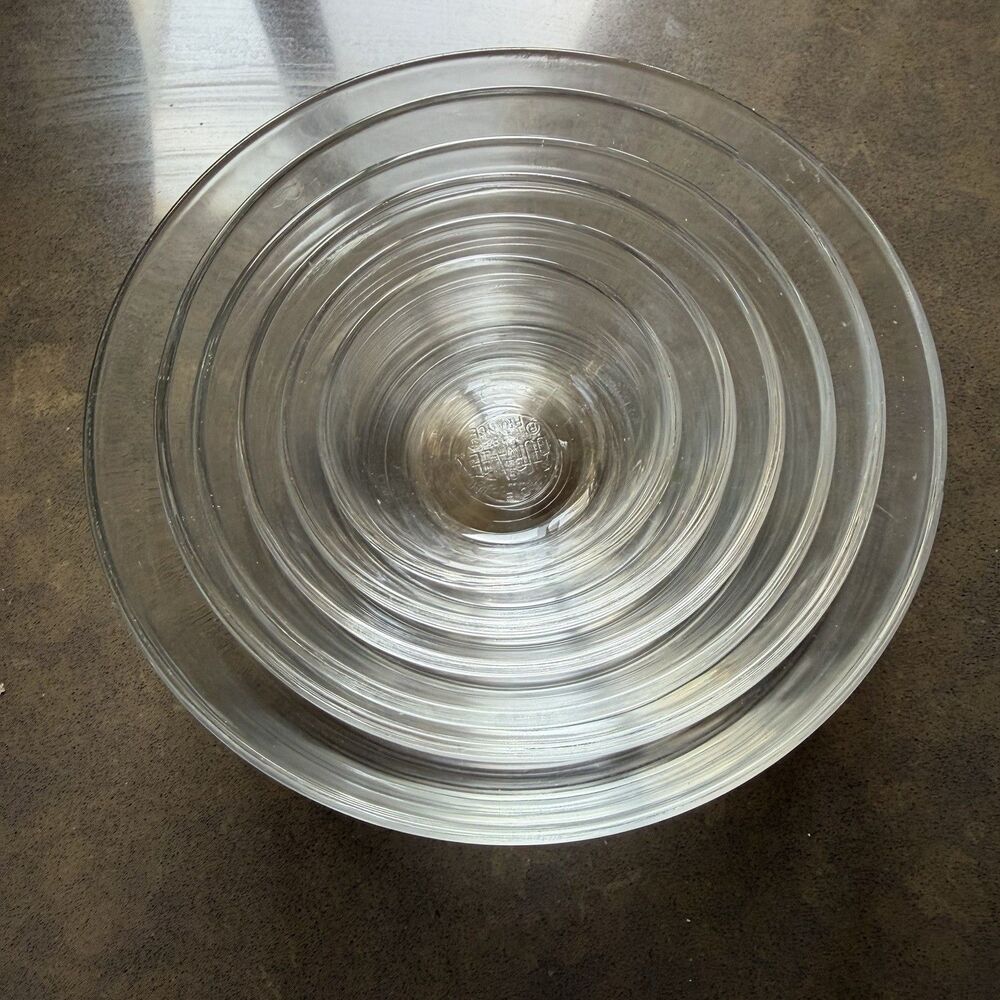 Set Of 6 Duralex Clear Glass Bowls Nesting Mixing Prep Bowl Made In France